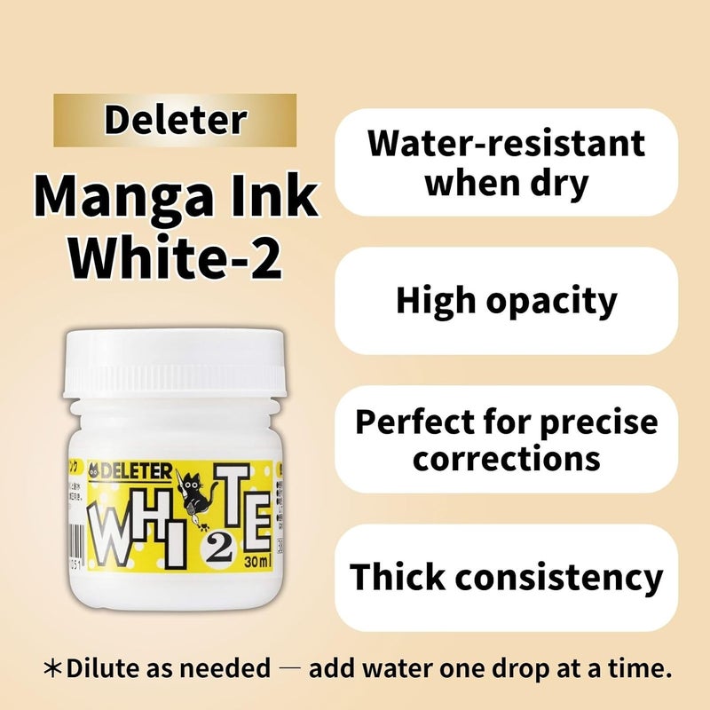 Someie Manga Pen Set ｜Free Pen Holder (T-40) x2, Ink Black No.4 x2 (4341-0005), White No.2 x1 (341-0006), G Model Chrome Pen Nib 10 pcs (PG-6B-C-K), Maru-Pen Nib A 10 pcs (PM-1C-A-K), Sticky Note Set - Image 5